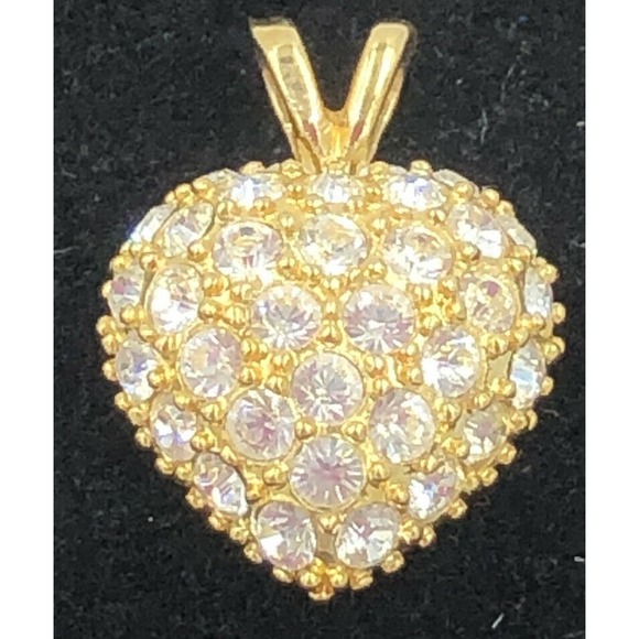 Roman Gold Tone Crystal Rhinestone Heart Pendant - Picture 10 of 10